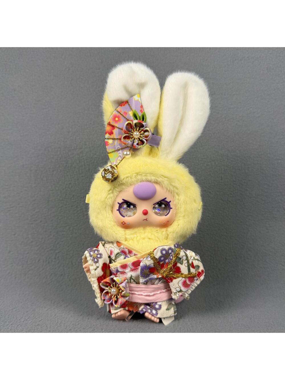 🌸 Japan Limited Baby Three Macaron Cute Bunny Yellow | Custom Face & Eyes 🌸